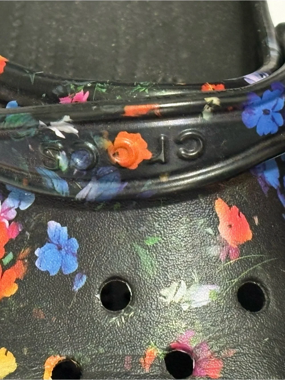 CROCS Classic Clog in Black with Vibrant Floral Print